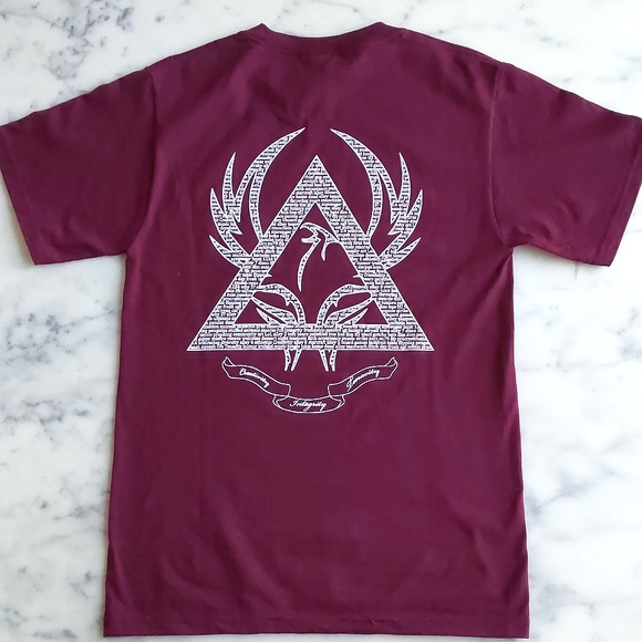 NWOT. Cotton Blended Burgundy Short Sleeve Tee. - Picture 2 of 2